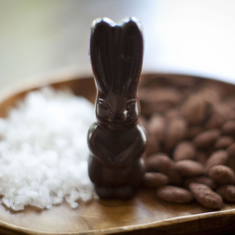 Solid Dark Chocolate Bunny with Caramelized Almonds & Sea Salt